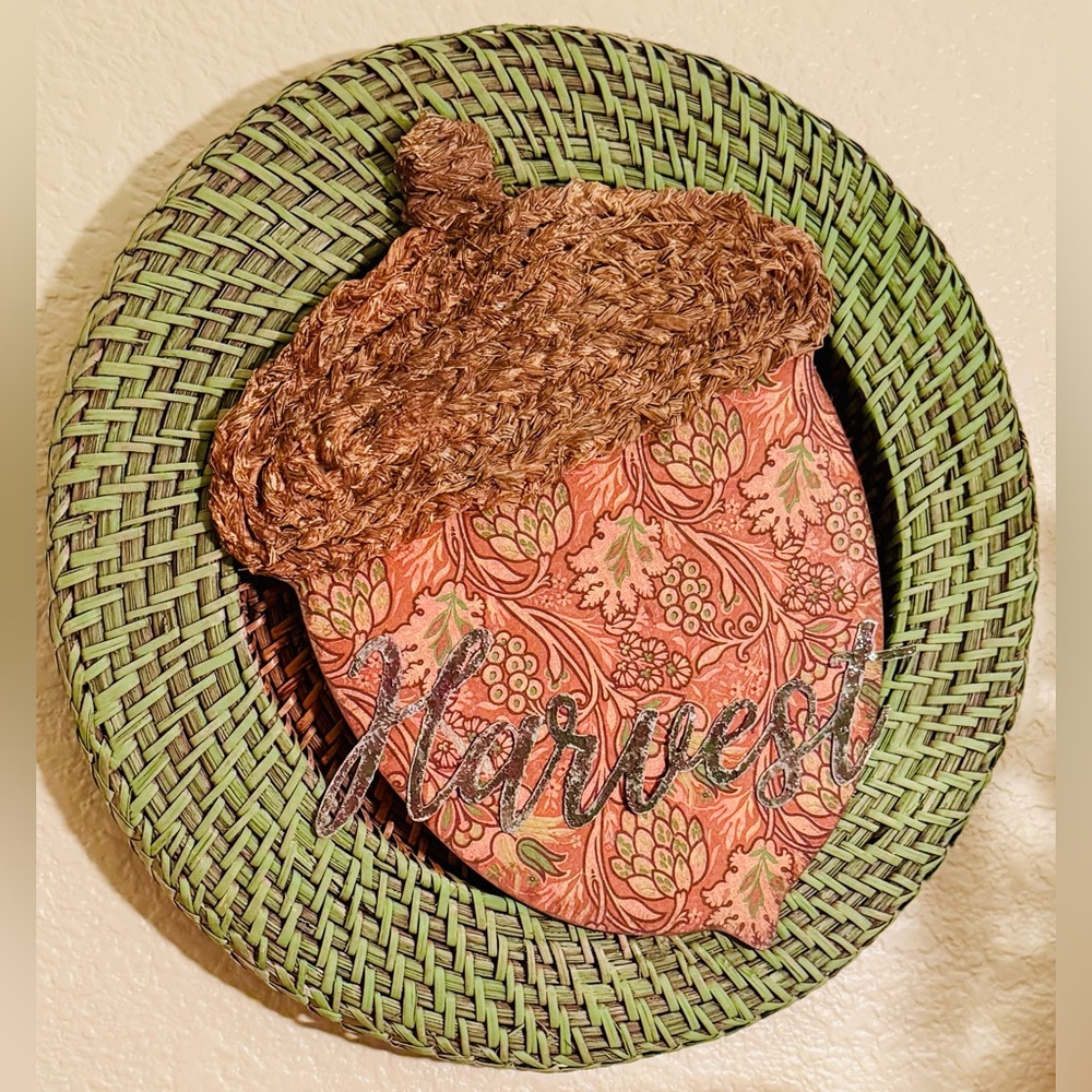 Handcrafted Mixed Media Harvest Acorn Wall Art Fall Autumn Artisan
